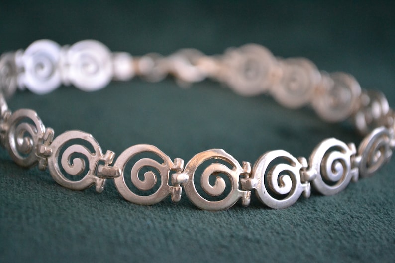 Silver Meander Bracelet, Ancient Greek Sterling Silver Bracelet, Archaic Bracelet, Spiral Bracelet, Modern Greek Bracelet, Greek Jewelry image 2