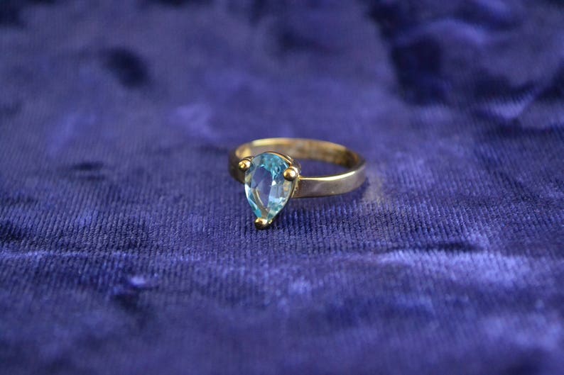 Gold und Blautopas Tropfen Ring, 18k Gold Tropfen Ring, Damen Gold Statement Ring, Einzigartiger Gold Ring, Griechischer Handwerker Schmuck Bild 3