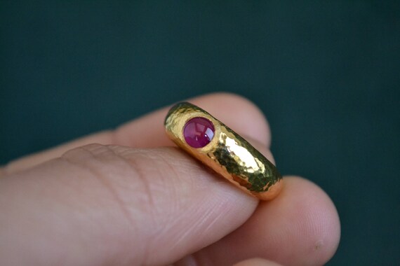Argent sterling Saphir Rubis 22K Plaqué or byzantin étrusque Bague