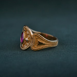 Byzantine Ring With Ruby CZ, 925 Silver Medieval Ring With 22K Gold ...