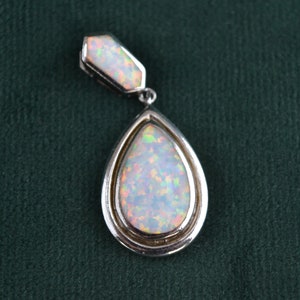 Opal Pendant, 925 Silver Teardrop Pendant, Charm Pendant with Gemstone