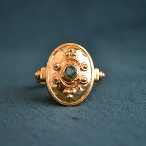 Gold Etruscan Byzantine Ring 18K Gold Ring With Emerald - Etsy