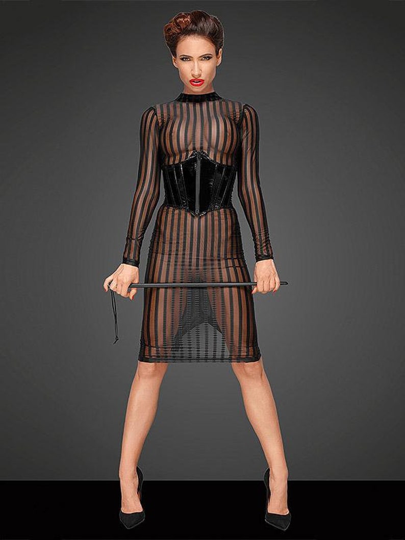 striped see through dress