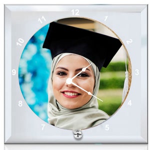 Personalized Desk Clock, Graduation Gift, Glass Clock, Unique Clock, Shelf Clock, Gift Clock, Quartz Clock, Handmade Clock, Table Clock