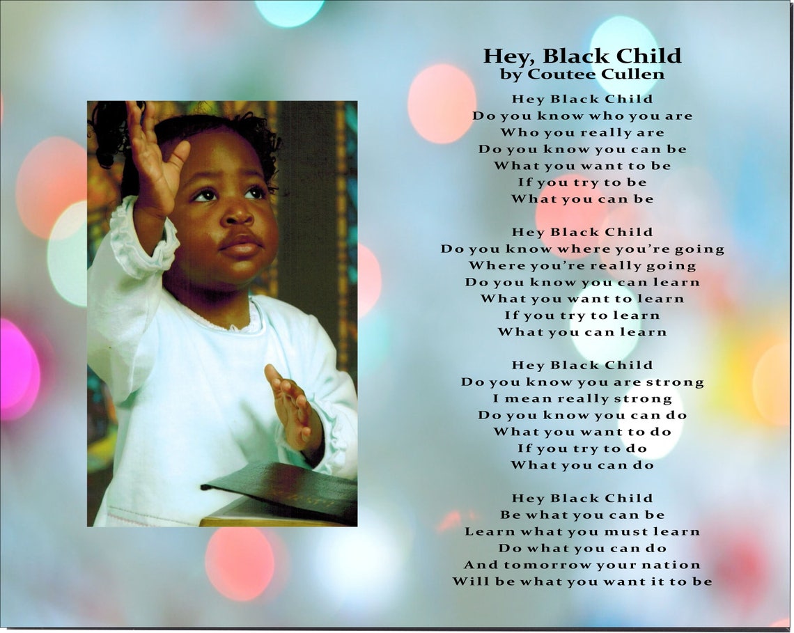 Hey Black Child Poem Framed Poem Poem for Gift Frame With Etsy