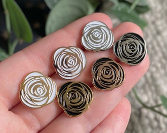 Black or White Rose enamel pin badge