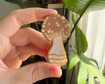 Closed Amanita Mushroom Wooden Magnet