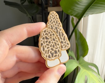 Morel Mushroom Wooden Magnet