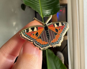 Small Tortoiseshell Butterfly Enamel Pin
