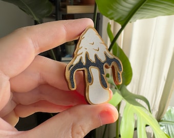 Ink Cap Mushroom Wooden Magnet