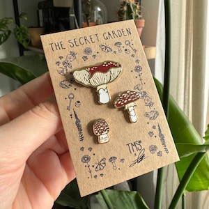 Mushroom Trio Enamel Pins