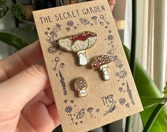 Mushroom Trio Enamel Pins