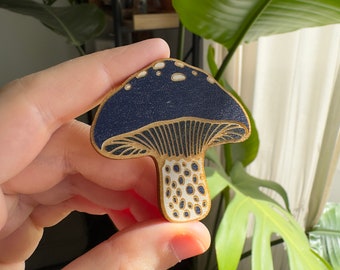 Lactarius Indigo Mushroom Wooden Magnet