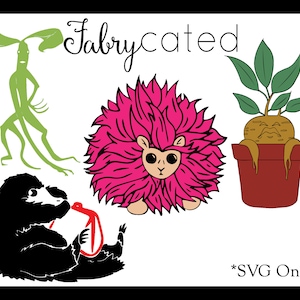 Fantastic Beasts and Where To Find Pygmy Puff Mandrake Root Niffler Bowtruckle Them SVG gestanst bestand voor sticker of shirt