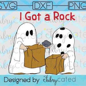 Halloween Peanuts Charlie Brown I Got A Rock SVG DXF PNG Você Corta Imprimir Fantasma Doces ou Travessuras Ótima Abóbora