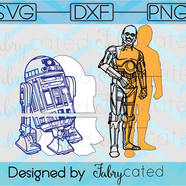R2D2 & C3P0 SVG DXF Bundle for Cricut Silhouette DIY You Cut Layered Cut File Geek Nerd Kid Party