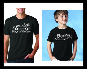 Father and Child Shirt SET "Plays With Cars" & "Still Plays With Cars" Foxbody Mustang