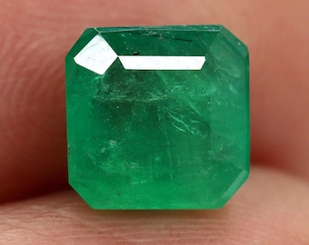 7 mm Natural Emerald Gemstone | 1.80 Ct Faceted Square Cut for Jewelry Making