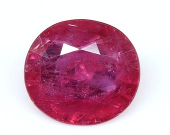 Faceted Blood Red Ruby Gemstone – Oval Cut, 3.55 Carats
