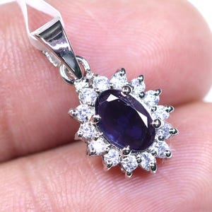 Genuine Sapphire 925 Sterling Silver Pendant For Women, Solitaire Necklace, September Birthstone, Blue Sapphire Gemstone Handmade Jewelry