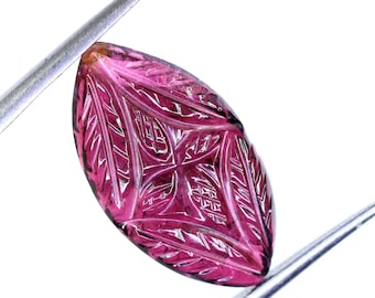 Pink Tourmaline Flower Carving: Loose Rubellite Gemstone, October Birthstone
