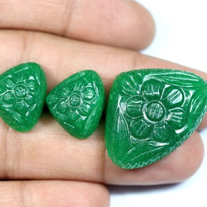 Natural Aventurine Beautiful Pear Loose Carved AAA+ Top Quality Gemstone 3 Pcs Set Handmade Carving Aventurine Best Pair For Jewelry making