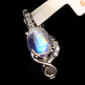 Genuine Moonstone Ring - 925 Sterling Silver - Oval Solitaire Engagement Ring - June Birthstone Anniversary Gift