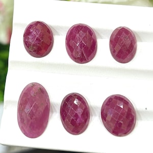 Natural Ruby Rose Cuts for Making jewelry 17 to 22 mm Oval Ruby AAA+ Quality Lot Genuine Ruby Glass Filled Flat Back Loose Ruby Gemstone
