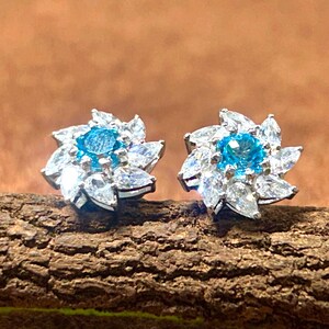 Elegant Swiss Blue Topaz Earrings, Blue Gemstone Earrings, Blue Topaz Studs, 925 Sterling Silver Jewelry, Gift for her, Earrings for Love