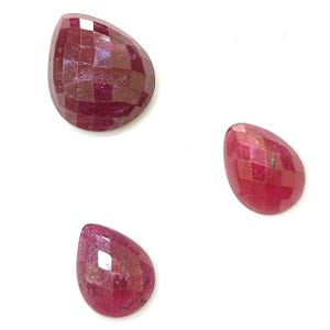 Genuine Ruby 24.70 Cts Pear Ruby AAA+ Top Quality Rose Cuts Lot Natural Ruby Glass Filled Flat Back Loose Ruby Gemstone For Jewelry Making