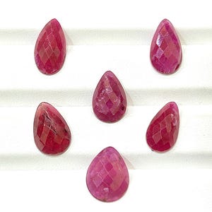 Genuine Ruby 25.25 Cts Pear Ruby AAA+ Top Quality Rose Cuts Lot Natural Ruby Glass Filled Flat Back Loose Ruby Gemstone For Jewelry Making