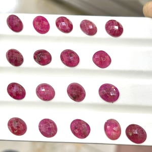 Natural Ruby Rose Cuts for Making jewelry 9x7mm-10x8mm Oval Ruby AAA+ Quality Lot Genuine Ruby Glass Filled Flat Back Loose Ruby Gemstone