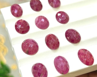11 x 12 mm ovala rubinroslipningar: rosa röda ädelstenar, 48 ct