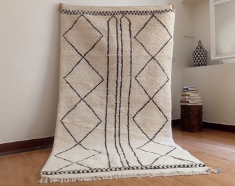 Lines Diamonds Beni Ourain Style 8.3X4.7 ft morocco rug - beni rug style Moroccan rug Moroccan  rug Wool Berber carpet Handmade rug
