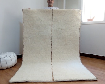 Authentic Moroccan Rug  - Ivory Unique Color & Brown  - Custom Rug - Shag Pile - hand woven morocco Carpet - Wool - rug from morocco teppich