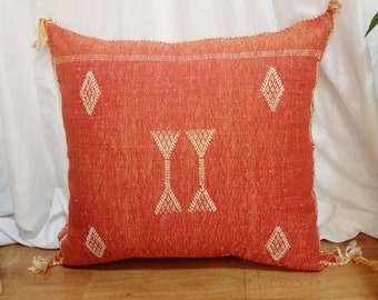 Red Cactus Pillow - Cactus Silk Pillow, Moroccan sabra pillow 18"x17" Cactus Red Pillow Moroccan Boho CUSHION Moroccan Style pillow