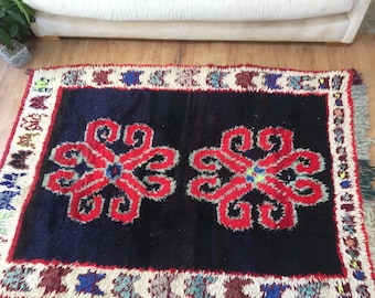 Vintage Moroccan Boucherouite 6.2x4.3 ft - berber Rug - Authentic rugs -  Wool - Morocco rug - handmade Moroccan rug - colored rug