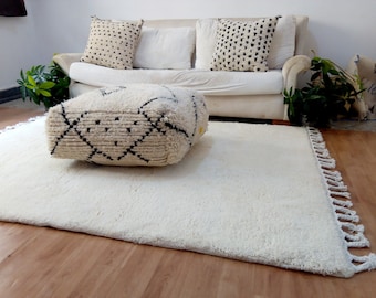 Authentic Moroccan Rug  - White-Ivory Unique Color - Custom Rug - Shag Pile - hand woven morocco Carpet - Wool - rug from morocco teppich