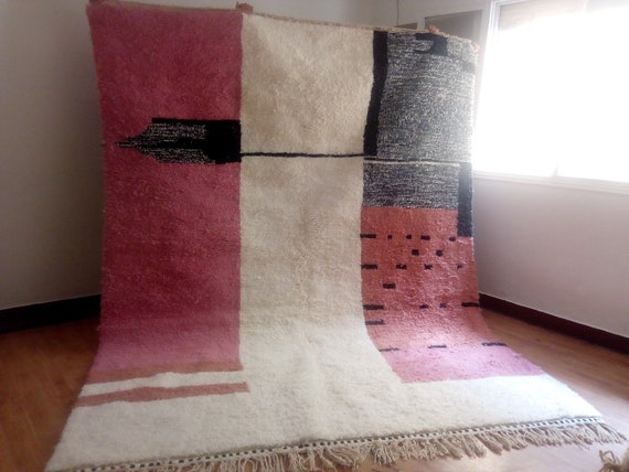 Moroccan Hand woven morocco rug colorful pink rug style - Moroccan rug Wool - Berber rug - Hand woven carpet Handmade rug