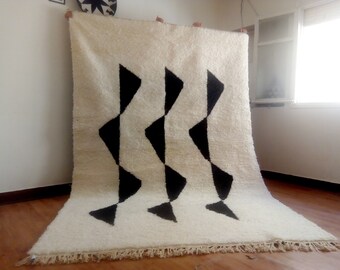 Beni Ourain Woven Style , Full wool rug ,Moroccan Rug ,Berber Carpet , Handmade rug , Hand woven Morocco Carpet , rug from morocco