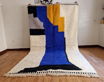 Beni Ourain Woven Style - Blue rug  - Berber blue carpet - Hand woven wool ,Moroccan Rug ,Berber Design , Handmade rug - rug from morocco