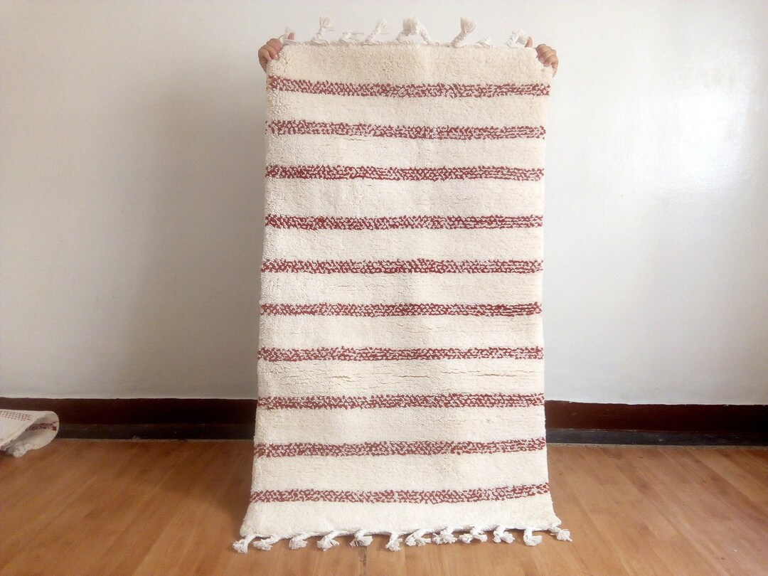 Small Moroccan Rug - Lines Design - Beni Ourain Style Rug - Berber Hand ...