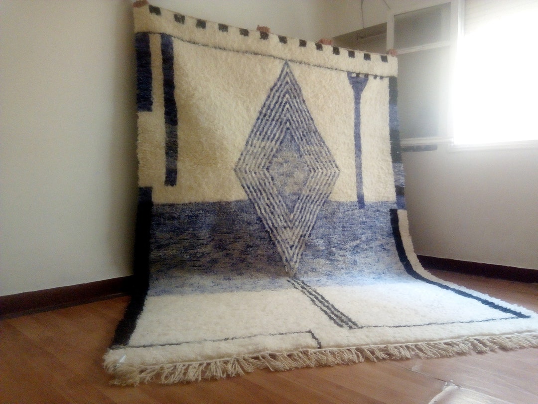 Moroccan Handmade Rug ,beni Ourain Hand Woven Style , Wool Berber Rug ...