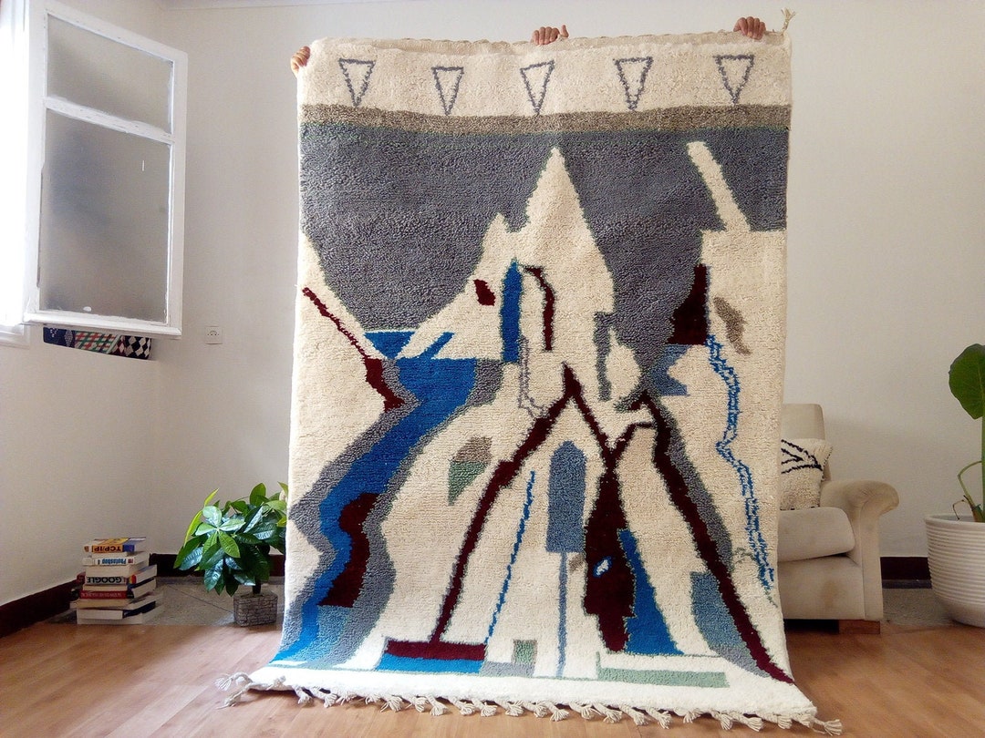 Moroccan Beni Ourain Colorful Style - Art Design - Hand Woven Carpet ...