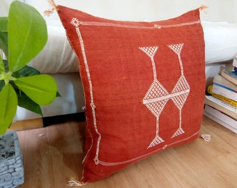 Orange pillow white - Cactus Silk Pillow, Moroccan sabra pillow 20.7",19.6" Cactus Orange Pillow Moroccan Boho CUSHION Moroccan Style pillow