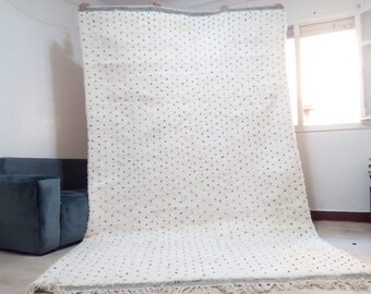 Beni Ourain Style - Rug Dots Design 320x200 CM | 10.4x6.5 ft  Full wool rug ,Moroccan Rug ,Berber Carpet  Style, Polka rug , Full Wool Rug