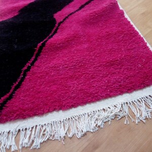 Wool Runner carpet 368/85 CM - Deep Pink Design - Beni Ourain Style - Berber Hand Woven Carpet - handmade Wool - Morocco Berber Rug image 6
