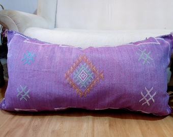 Cactus Silk Pillow purple , Moroccan sabra pillow 36.6"x19.6" Cactus Pillow Moroccan Boho CUSHION Moroccan Style pillow