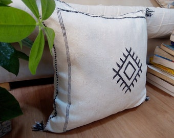 Almohada de seda de cactus, almohada de sabra marroquí (19.6", 18.1") Almohada de cactus Marroquí Boho COJÍNOMOMO ALMOHADA DE ESTILO MARROQUÍ ALMOHADA BLANCA