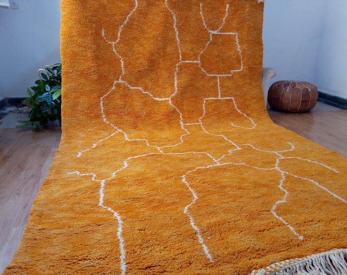 Featured listing image: Moroccan Beni Ourain Style - rug from morocco , Moroccan Rug , Berber Design ,Handmade rug / Moroccan shag rug Wool - Orange carpet morocco
